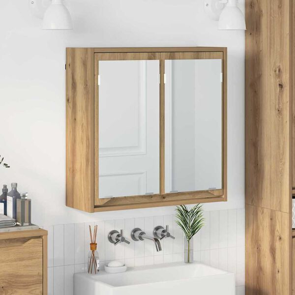 vidaXL Szafka z lustrem do łazienki Dąb rzemieślniczy 60 x 20 x 60 cm