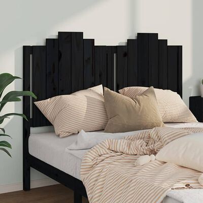 vidaXL Wezgłowie łóżka, czarne, 141x4x110 cm, lite drewno sosnowe