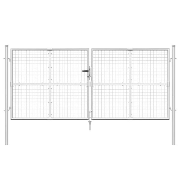 vidaXL Brama ogrodowa z siatki, srebrna, 300x125 cm, ocynkowana stal