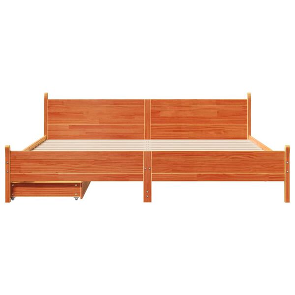 vidaXL Ł&oacute;żko bez materaca, woskowy brąz, 200x200 cm, drewno sosnowe