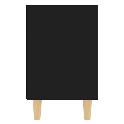 vidaXL Szafka nocna z drewnianymi nóżkami, czarna, 40x30x50 cm