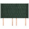 vidaXL Zagł&oacute;wek uszak, ciemnozielony, 147x16x118/128 cm, aksamit