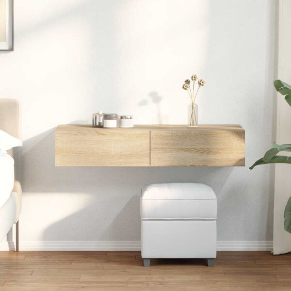 vidaXL P&oacute;łka ścienna z szufladami, dąb sonoma, 100x36x19 cm