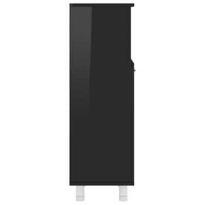 vidaXL Szafka łazienkowa, wysoki połysk, czarna, 30x30x95 cm, płyta