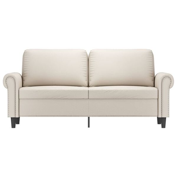vidaXL 2-osobowa sofa, kremowy, 140 cm, sztuczna sk&oacute;ra