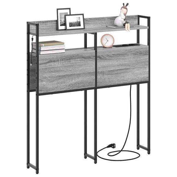 vidaXL Zagł&oacute;wek z p&oacute;łką Szary dąb sonoma 75 cm Materiał drewnopochodny