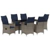 vidaXL Zestaw st&oacute;ł i krzesła z poduszką 7 pcs Szary Rattan PE