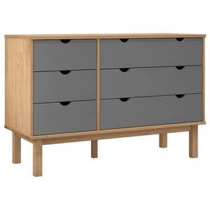 vidaXL Szafka z szufladami OTTA, brązowo-szara 111x43x73,5 cm, sosna