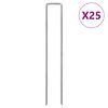vidaXL Kołki gruntowe w kształcie litery U, 25 szt., 20x4 cm, stal