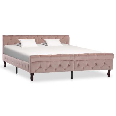 vidaXL Rama łóżka, różowa, tapicerowana aksamitem, 160 x 200 cm