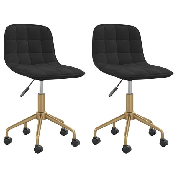 vidaXL Obrotowe krzesła stołowe, 2 szt., czarne, obite aksamitem