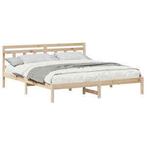 vidaXL Ramka ł&oacute;żka Brązowy 200 x 200 cm Lite drewno sosnowe