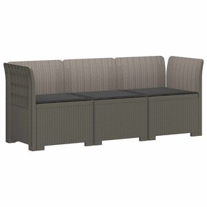 vidaXL Sofa ogrodowa 3-osobowa z poduszkami w rattanowym wyglądzie PP