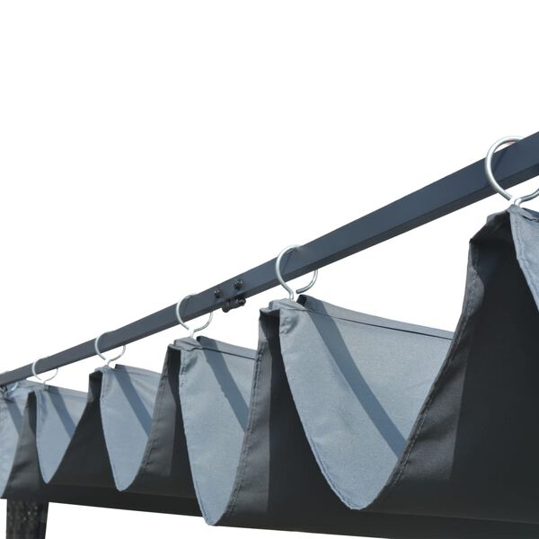 vidaXL Altana z suwanym dachem, polirattan, 400x400x200 cm, szara