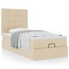 vidaXL Ł&oacute;żko otomana z materacem, kremowe, 90x200 cm, tkanina