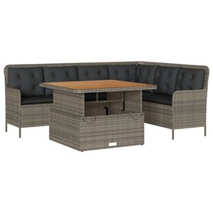 vidaXL 2-częściowa sofa ogrodowa z poduszkami, szara, polirattan