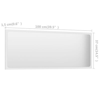 vidaXL Lustro łazienkowe, białe, 100x1,5x37 cm, płyta wiórowa