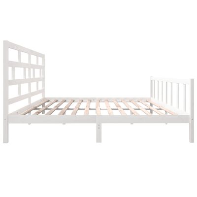 vidaXL Rama łóżka, biała, lite drewno sosnowe, 180x200 cm, Super King