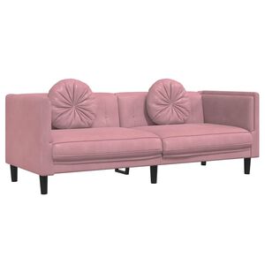 vidaXL Sofa 3-osobowa z poduszkami, r&oacute;żowa, aksamit