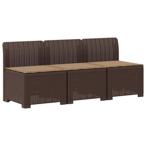 vidaXL Sofa ogrodowa 3-osobowa z poduszkami w rattanowym wyglądzie PP