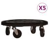vidaXL Podstawki pod donicę, z k&oacute;łkami, 5 szt., 40 cm, czarne, 275 kg