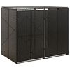 vidaXL Osłona na 2 kosze na śmieci, czarna, 140x80x117 cm, polirattan