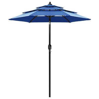 vidaXL 3-poziomowy parasol na aluminiowym słupku, lazurowy, 2 m