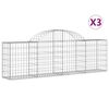 vidaXL Kosze gabionowe, 3 szt, 200x30x60/80 cm, galwanizowane żelazo