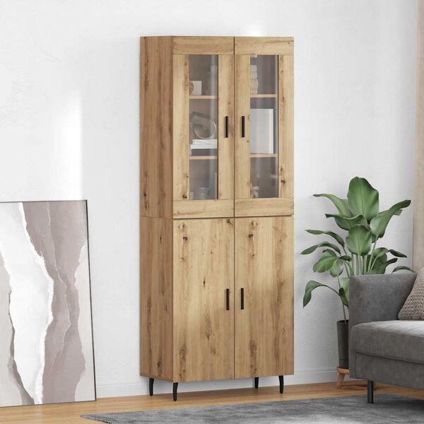 vidaXL Highboard 2 pcs Dąb rzemieślniczy Drewno inżynieryjne i szkło