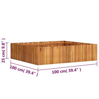 vidaXL Podwyższona donica ogrodowa 100x100x25 cm, lite drewno akacjowe