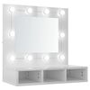 vidaXL Szafka z lustrem i LED, biała z połyskiem, 60x31,5x62 cm