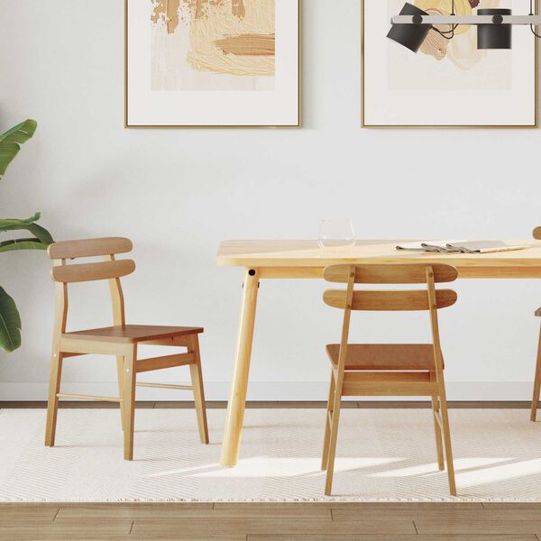 vidaXL Krzesło jadalniane 2 pcs Naturalny Drewno solidne