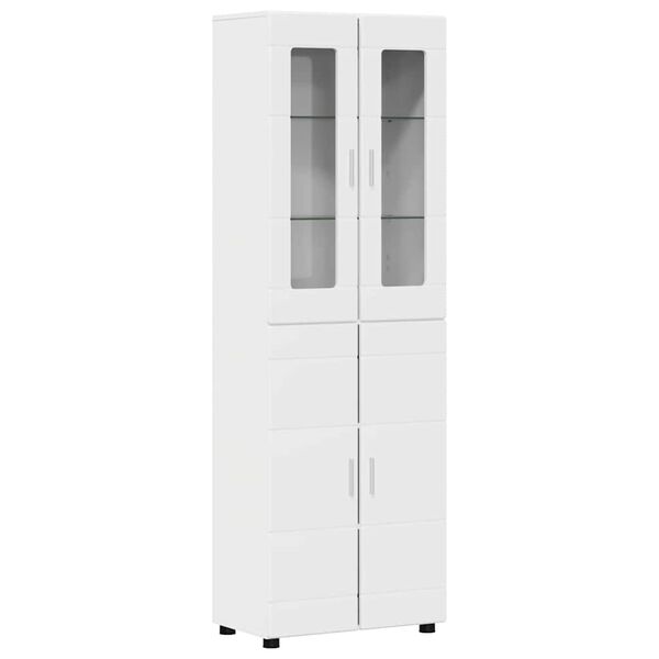 vidaXL Highboard z p&oacute;łką Wysoki połysk biały 60 x 35 x 182 cm