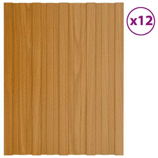 vidaXL Panel dachowy 12 pcs Naturalny 60 x 45 cm Stal galwanizowana