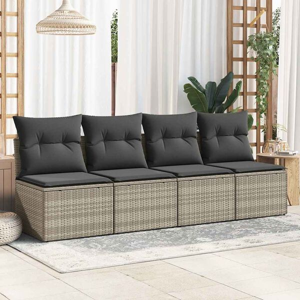 vidaXL 2-cz sofa ogrodowa z poduszkami, jasnoszary, rattan PE i akacja