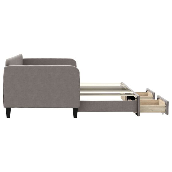 vidaXL Sofa rozsuwana z szufladami, taupe, 90x200 cm, tkanina