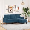 vidaXL 3-osobowa sofa z podn&oacute;żkiem, niebieska, 180 cm, aksamit
