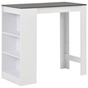 vidaXL Stolik barowy z p&oacute;łkami, biały, 110 x 50 x 103 cm