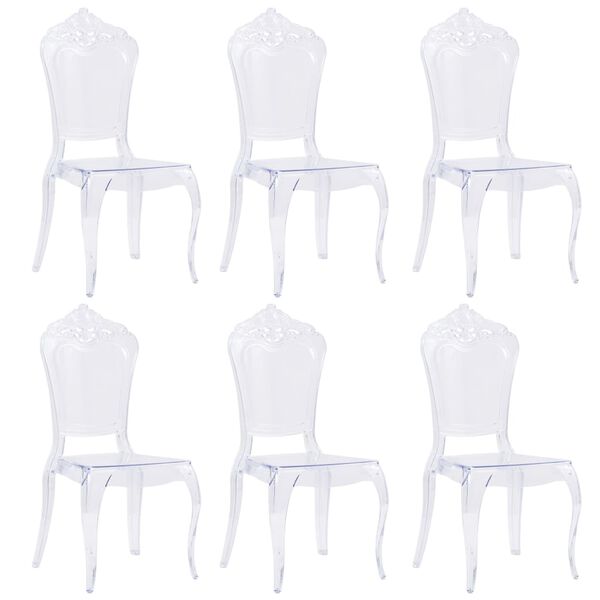 vidaXL Krzesła do jadalni, 6 szt., przezroczyste, poliwęglan