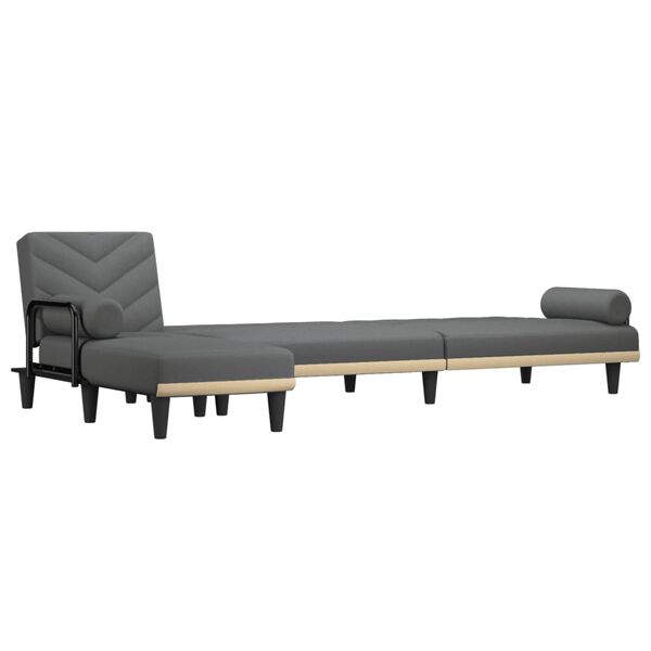 vidaXL Sofa rozkładana L, ciemnoszara, 260x140x70 cm, tkanina