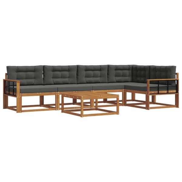 vidaXL Zestaw sof na zewnątrz z poduszką 6 pcs Naturalny i Antracytowy