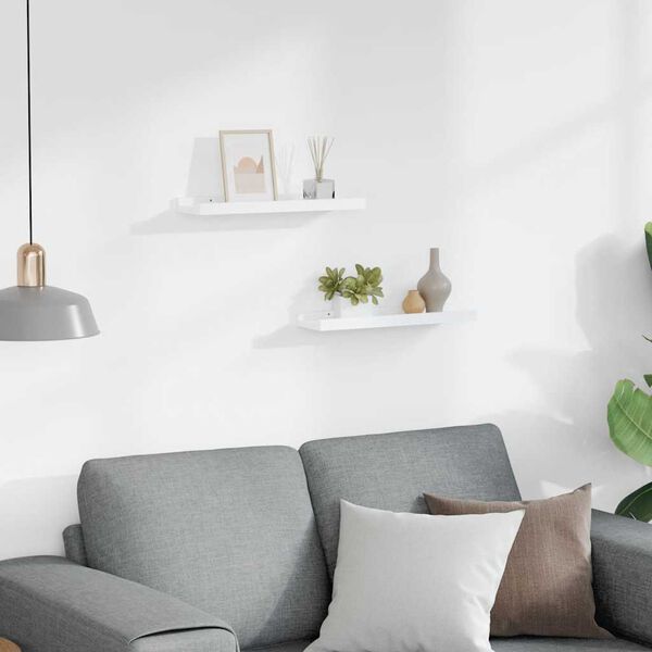 vidaXL P&oacute;łki ścienne na zdjęcia, 2 szt., białe, 40x9x3 cm, MDF