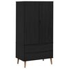 vidaXL Garderoba MOLDE Czarny 90 x 55 x 175 cm Lite drewno sosnowe