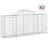 vidaXL Kosze gabionowe, 2 szt, 200x30x80/100 cm, galwanizowane żelazo