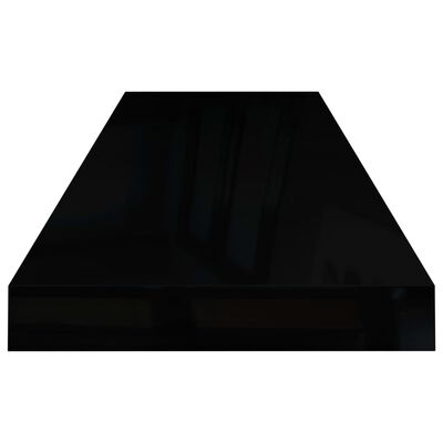 vidaXL Półka ścienna, wysoki połysk, czarna, 80x23,5x3,8 cm, MDF