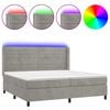 vidaXL Ł&oacute;żko kontynentalne z materacem i LED, szare 200x200cm, aksamit
