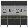 vidaXL Zestaw szafek roboczych z szufladą Z blokadą 10 pcs Czarny