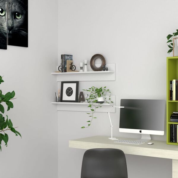 vidaXL Półki ścienne, 2 szt., białe, 80x11,5x18 cm