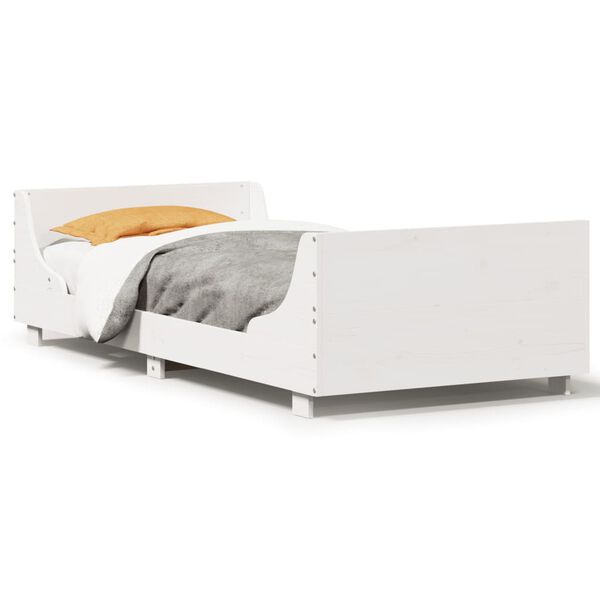 vidaXL Rama ł&oacute;żka bez materaca, biała, 100x200 cm, lite drewno sosnowe