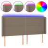 vidaXL Zagł&oacute;wek do ł&oacute;żka z LED, taupe, 203x16x118/128 cm, tkanina